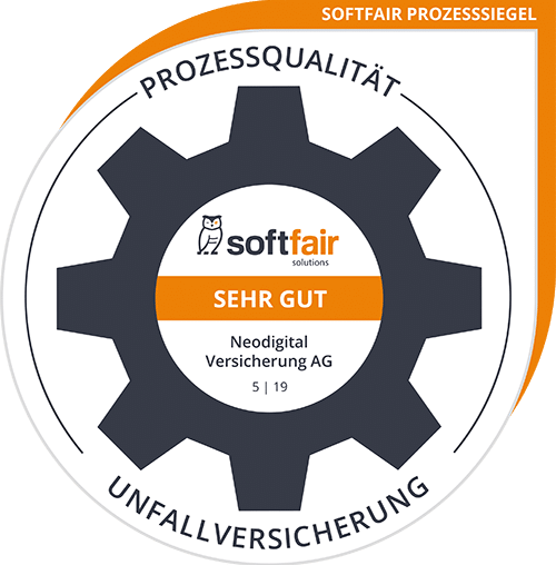 Prozessqualität Unfallversicherung sehr gut von softfair für Neodigital Versicherung AG